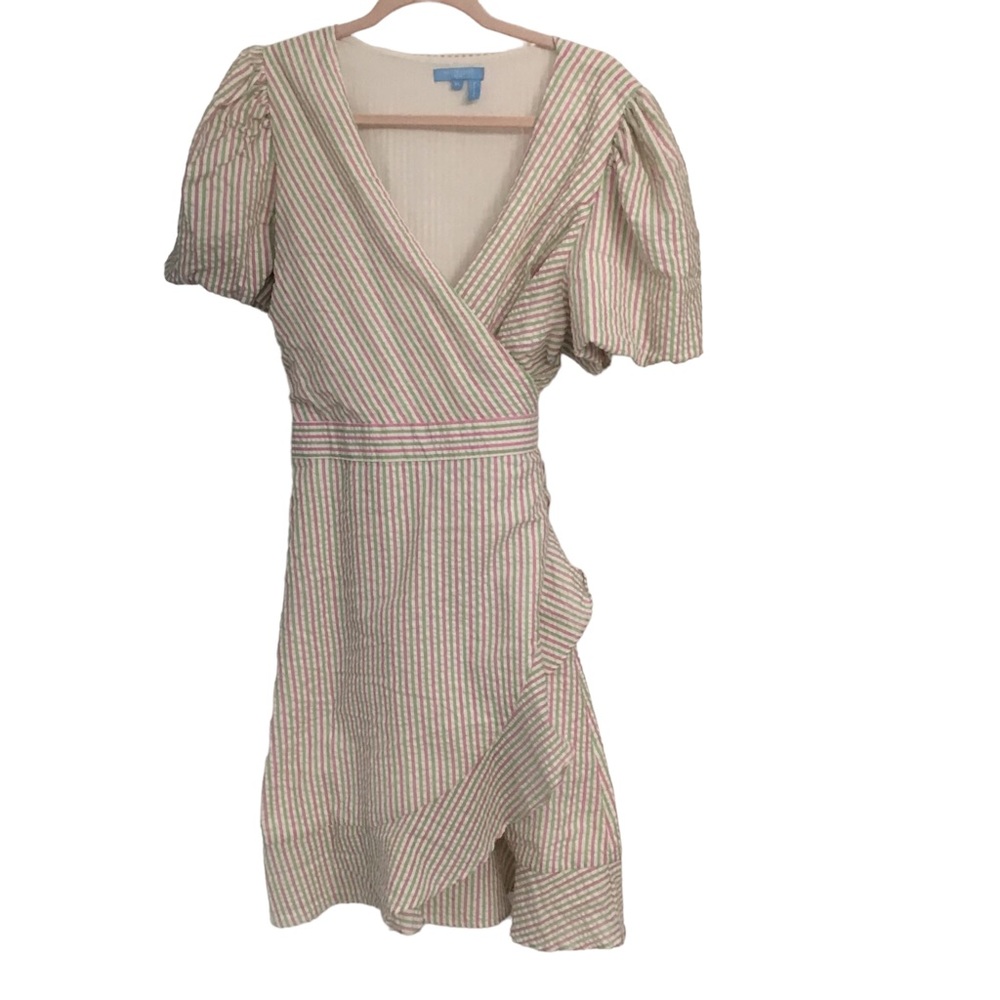 Draper James RSVP Puff Sleeve Seersucker Wrap dress XL